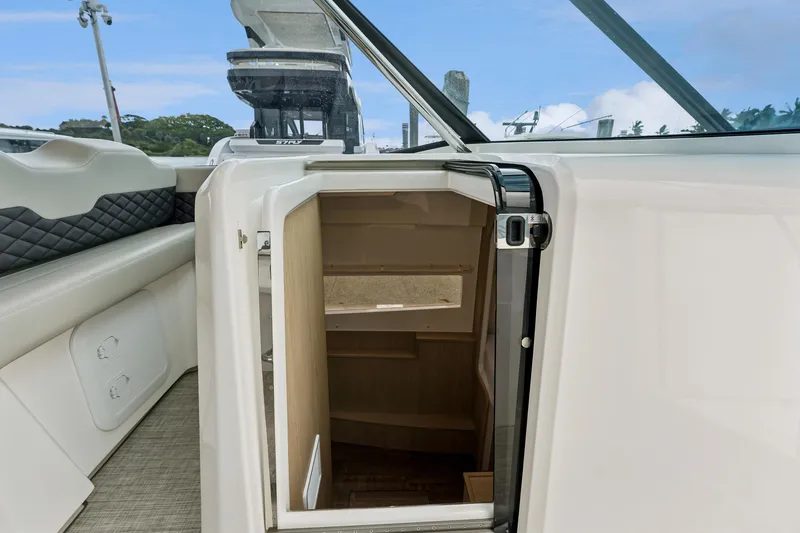 Slide: The Image of 2025 Aquila 36 Cruiser cabin entrance with sleek interior design and modern features. - 33