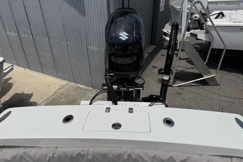 Slide: The Image of 2023 Exuma 22 boat with Suzuki outboard motor and Power-Pole anchor system. - 10