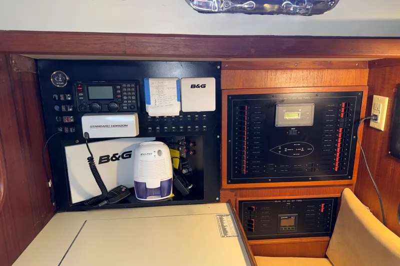 Slide: The Image of 1983 Valiant Cutter navigation panel with communication equipment and control switches. - 7