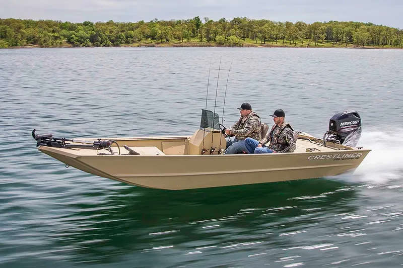 Slide: The Image of Manufacturer Provided Image: 2021 Crestliner 1760 Retriever SC boat on a lake with two people fishing. - 16