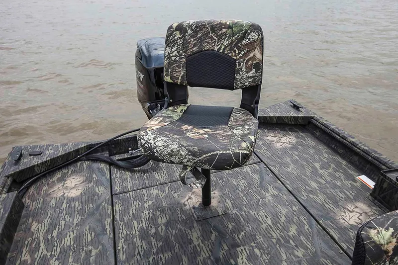 Slide: The Image of Manufacturer Provided Image: 2021 Crestliner 1760 Retriever SC boat with camo seat and outboard motor. - 23