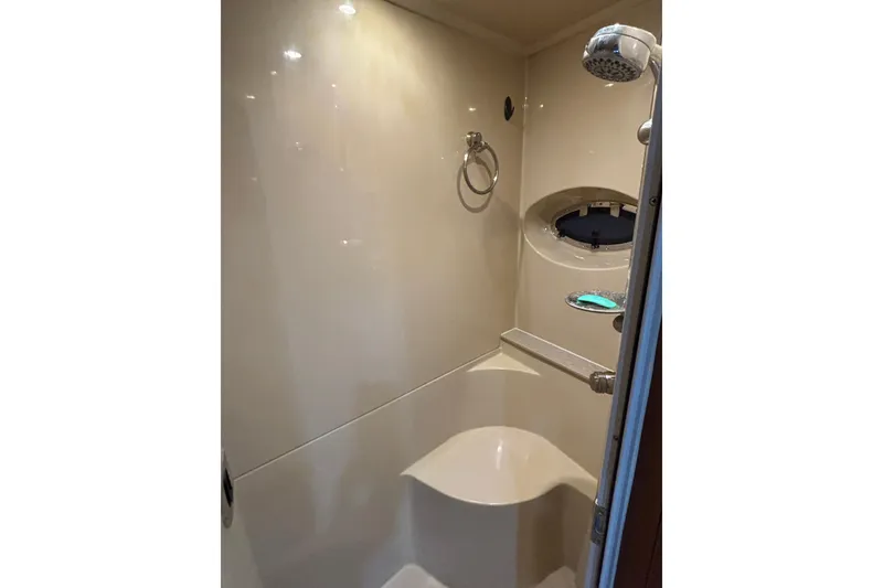 Slide: The Image of Shower area in 2004 Cruisers Yachts 405 Express Motoryacht, featuring sleek design and modern fixtures. - 32