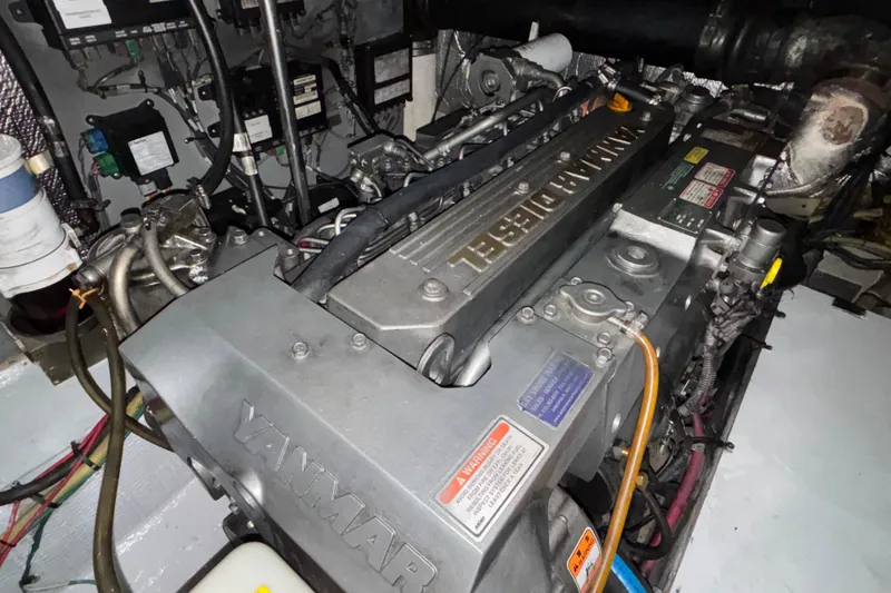 Slide: The Image of Engine room of 2004 Cruisers Yachts 405 Express Motoryacht with Yanmar diesel engine. - 47