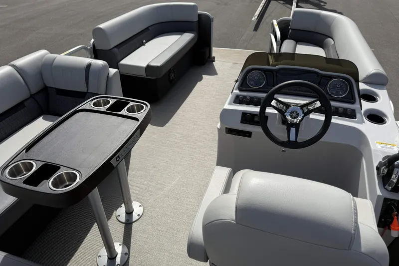 Slide: The Image of Interior of 2022 Godfrey Sweetwater 2086 C pontoon boat with seating and helm. - 19