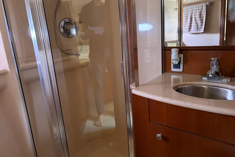 Slide: The Image of Bathroom interior of 2005 Meridian 368 Motoryacht with shower and sink. - 30
