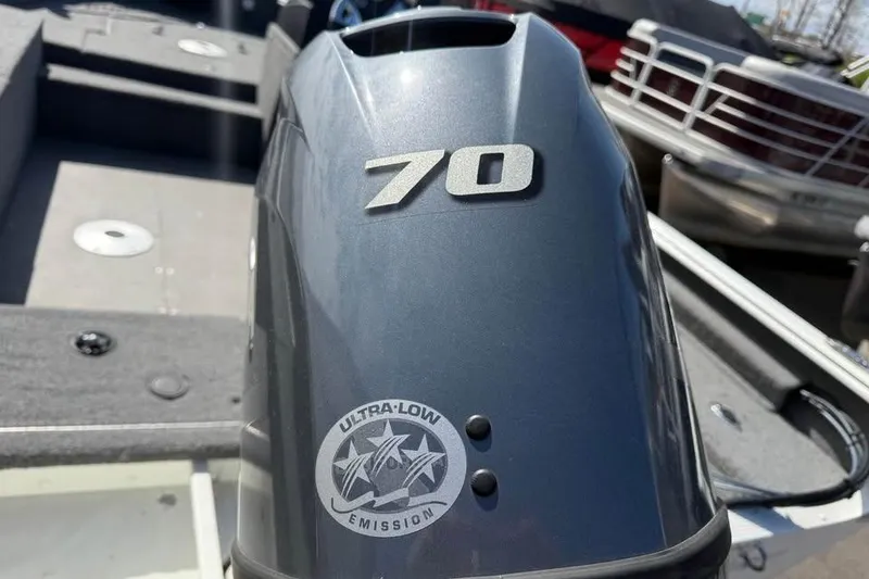 Slide: The Image of 2022 G3 Angler V164 C boat engine with 70 horsepower, ultra-low emission label. - 13