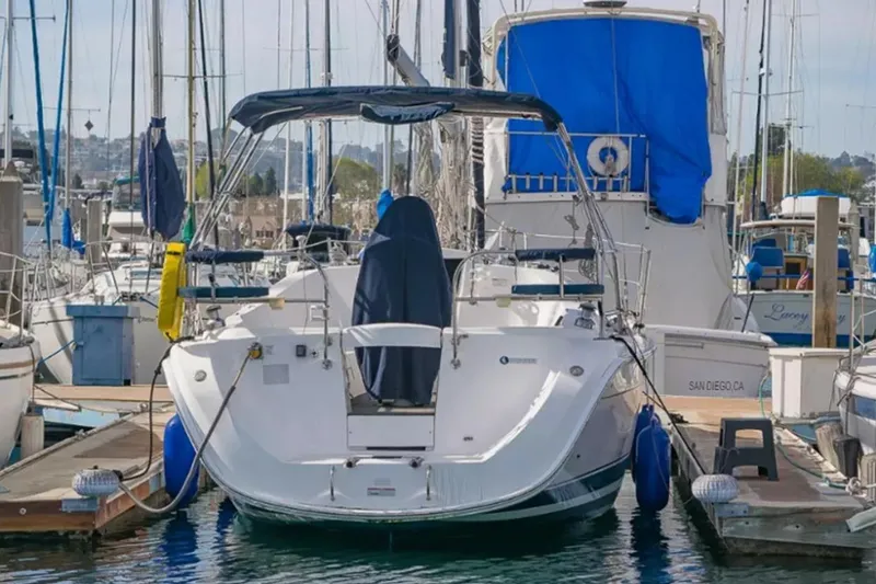 Slide: The Image of Sailboat docked at marina, Hunter 31 model, 2008, in San Diego, California. - 37