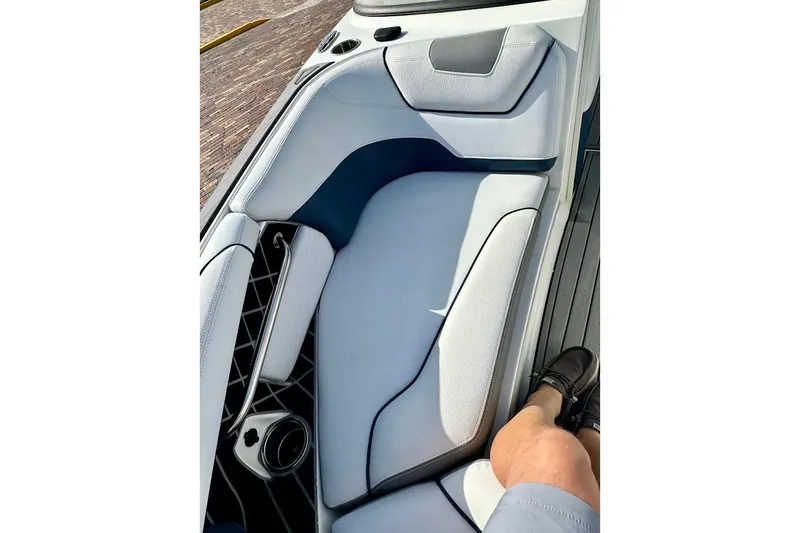 Slide: The Image of 2018 Nautique Super Air Nautique GS22 interior seating with modern design and comfortable upholstery. - 42
