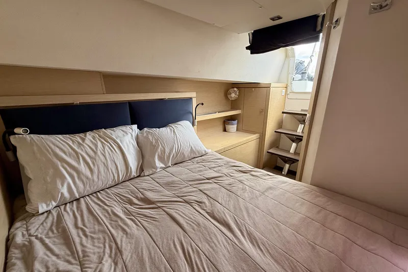 Slide: The Image of Cozy bedroom in 2018 Fountaine Pajot Saona 47 yacht with modern design. - 46