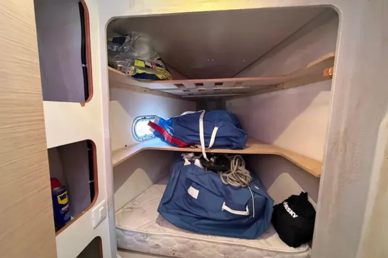 Slide: The Image of Interior storage space on 2018 Fountaine Pajot Saona 47 catamaran with shelves and bags. - 51