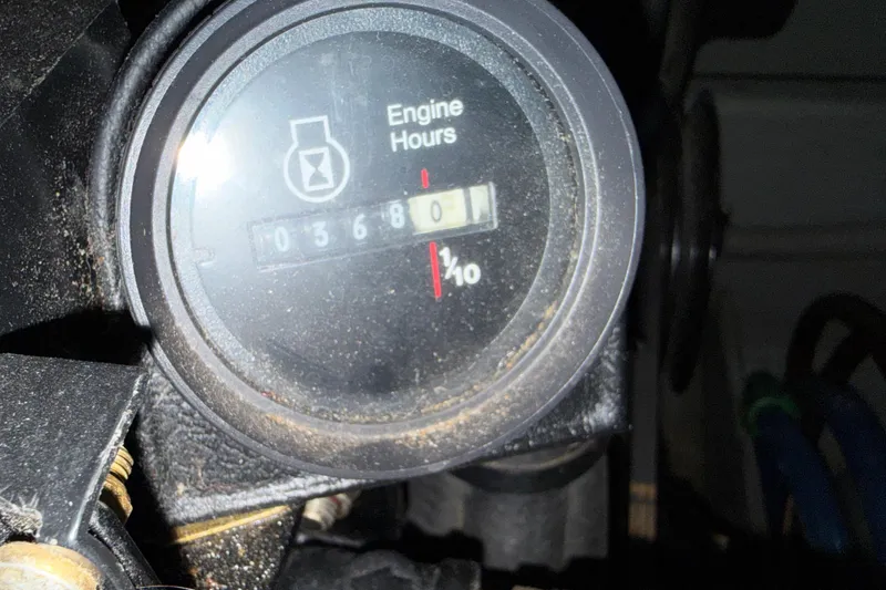 Slide: The Image of Engine hour meter showing 3680 hours on a 1989 Sea Ray 380 Aft Cabin. - 35