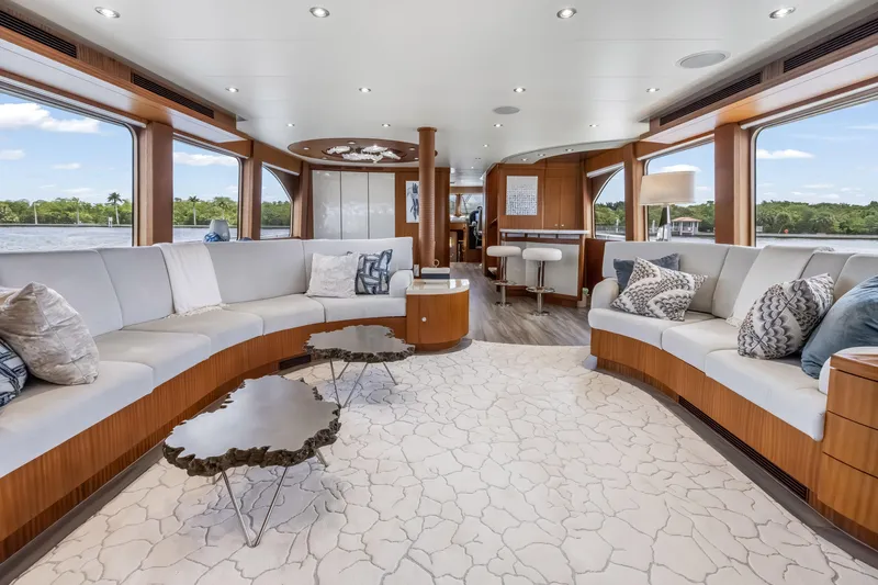Slide: The Image of Luxurious interior of 2009 Cheoy Lee 78 yacht with elegant seating and modern decor. - 26