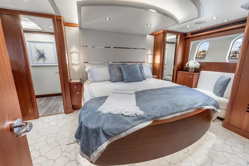 Slide: The Image of Luxurious bathroom on 2009 Cheoy Lee 78 yacht with granite countertop and wooden cabinetry. - 36