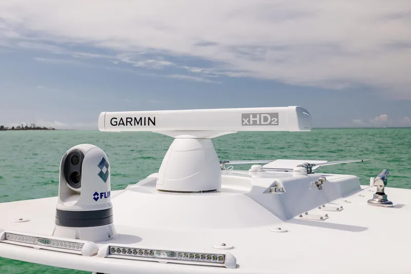 Slide: The Image of 2023 Yellowfin 39 Offshore boat with Garmin xHD2 radar and FLIR camera on deck. - 16