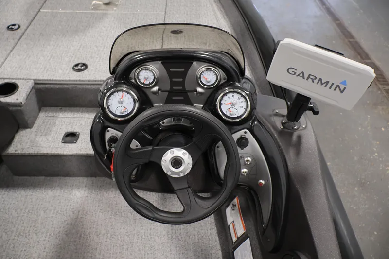 Slide: The Image of 2022 Tracker Pro Team 175 TXW boat dashboard with Garmin navigation system. - 23