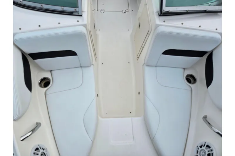 Slide: The Image of Interior view of a 2016 Chaparral 19 H2O Sport boat with white seating. - 20