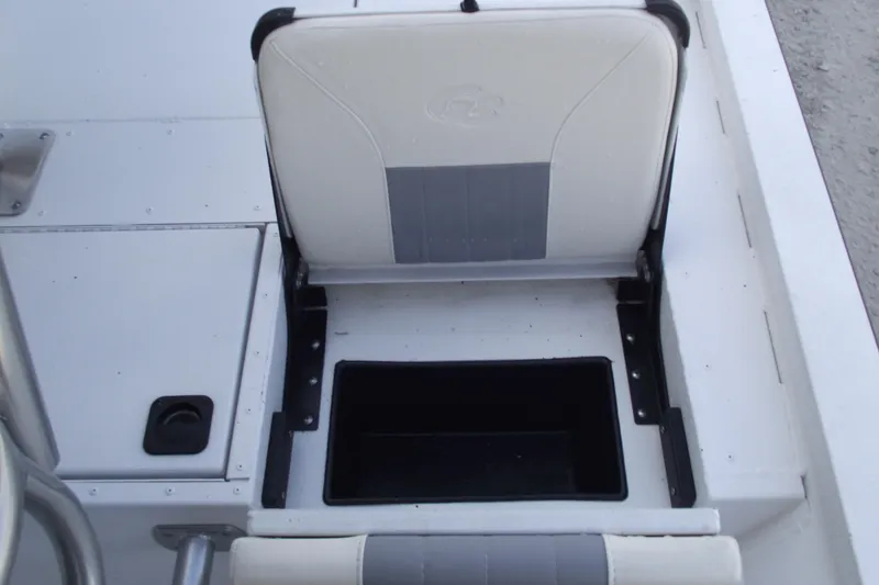 Slide: The Image of 2023 G3 Bay 20 GX boat seat with storage compartment open. - 27