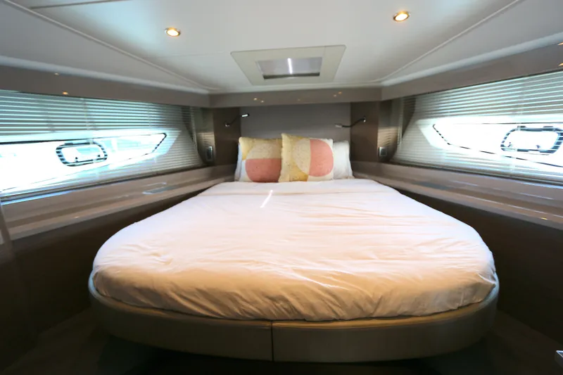 Slide: The Image of Luxurious bedroom interior of 2019 Beneteau Gran Turismo 50 yacht with modern design. - 10