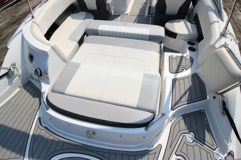 Slide: The Image of 2015 Cruisers Sport Series 238 Bow Rider interior with spacious seating and modern design. - 13
