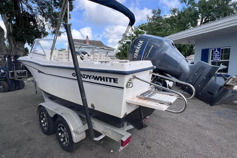 Slide: The Image of 2006 Grady-White Tournament 205 boat with Yamaha engine on trailer. - 3