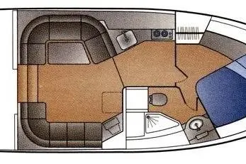 Slide: The Image of Floor plan of a 2002 Carver 350 Mariner yacht interior layout. - 3