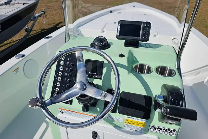 Slide: The Image of Close-up of 2026 Sea Pro 172 Bay boat's identification plate and chrome fixture. - 31