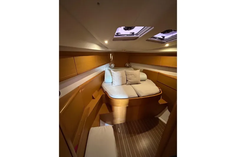 Slide: The Image of Interior view of 2011 Jeanneau Sun Odyssey 44i yacht bathroom with sink and toilet. - 33