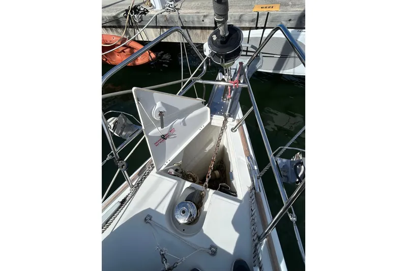 Slide: The Image of Interior view of 2011 Jeanneau Sun Odyssey 44i sailboat cockpit with ropes and winches. - 6