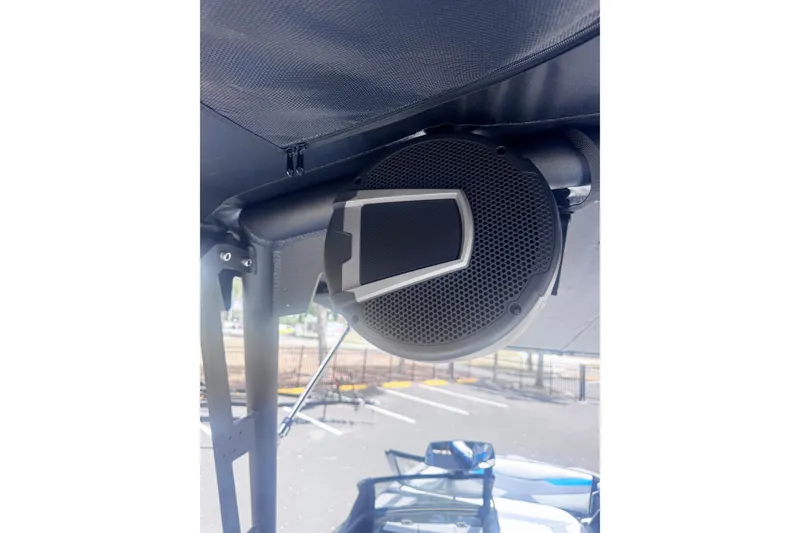 Slide: The Image of Speaker mounted on a 2025 Axis A245 boat, showcasing modern audio equipment. - 8