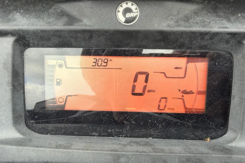 Slide: The Image of Dashboard of a 2020 Sea-Doo GTR 230 showing 30.9 hours, 0 MPH, 0 RPM. - 3