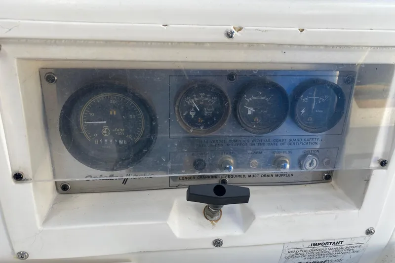 Slide: The Image of Instrument panel of a 1987 Catalina 30 MkII sailboat with gauges and controls. - 17