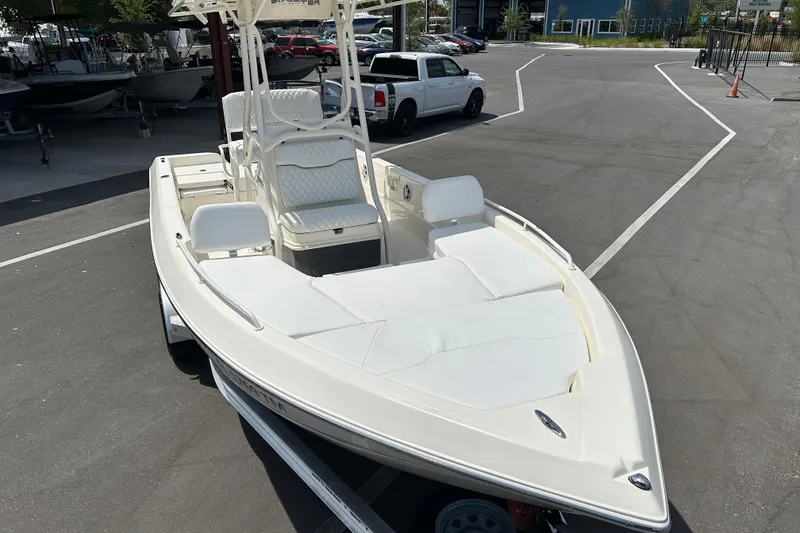 Slide: The Image of 2022 Skeeter SX2250 boat on trailer in parking lot, front view. - 6
