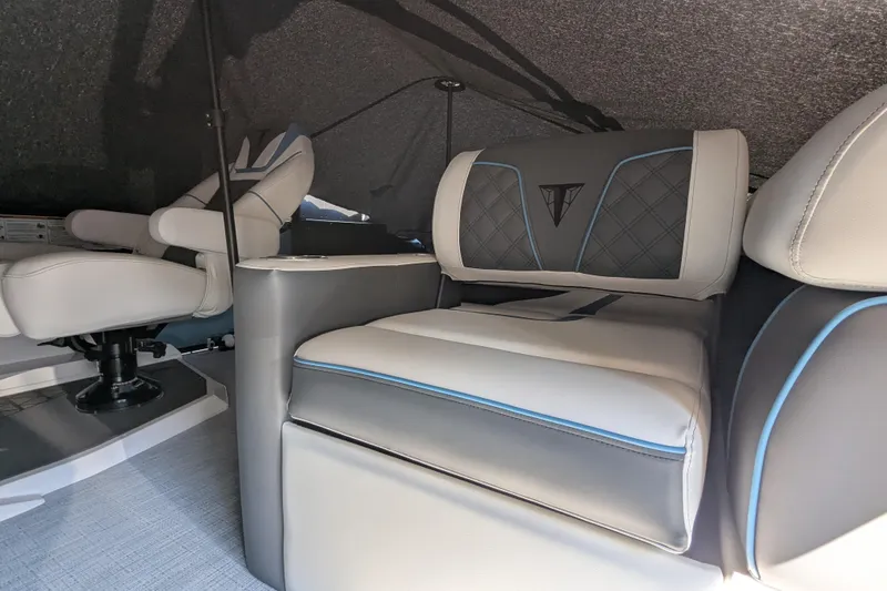 Slide: The Image of Luxurious seating inside 2026 Trifecta 23SB2 SS boat, featuring modern design and comfort. - 4
