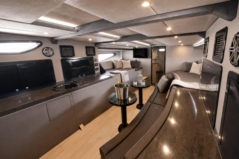 Slide: The Image of Luxurious interior of a 2017 Custom Express cruiser crossover with modern amenities. - 13