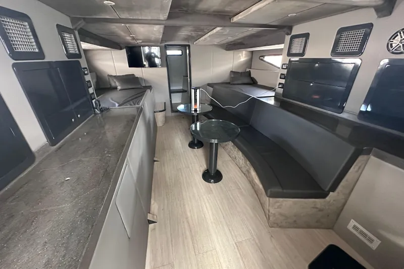 Slide: The Image of Luxurious interior of a 2017 custom express cruiser crossover with modern seating and sleek design. - 19