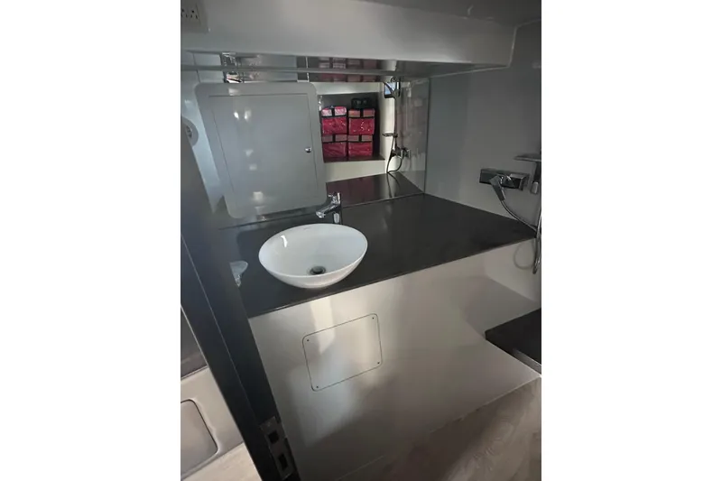 Slide: The Image of Modern bathroom interior in 2017 Custom Express cruiser crossover yacht. - 21