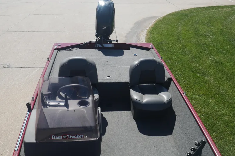 Slide: The Image of 2022 Tracker Bass Tracker Classic XL boat with dual seats and steering console. - 7