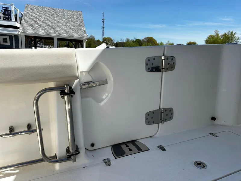 Slide: The Image of Close-up of 2019 Boston Whaler 330 Outrage boat construction. - 14
