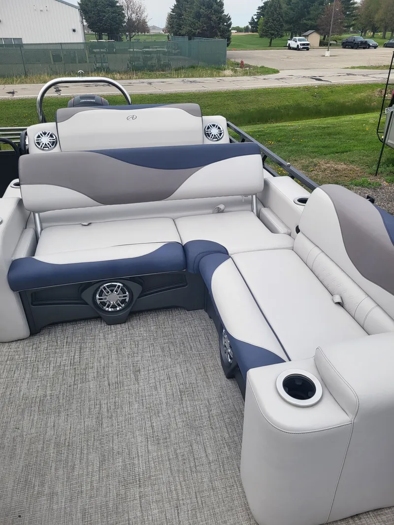 Slide: The Image of Luxurious seating in Avalon 2385 LSZ pontoon boat, 2023 model. - 13