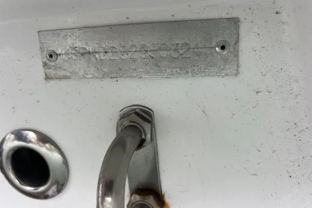 Slide: The Image of Metal plate on Novurania Como 18 boat, 2023 model, with visible handle and fitting. - 15