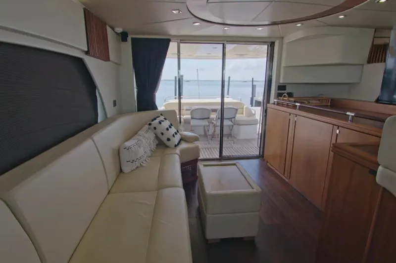 Slide: The Image of Luxurious interior of 2014 Sunseeker Manhattan 55 yacht with elegant seating and ocean view. - 24