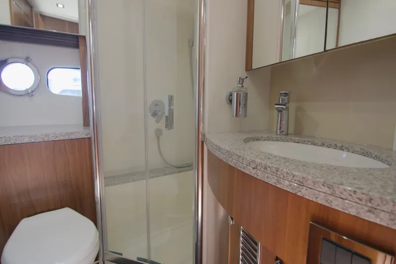 Slide: The Image of Luxurious bathroom in 2014 Sunseeker Manhattan 55 yacht with modern fixtures and shower. - 9