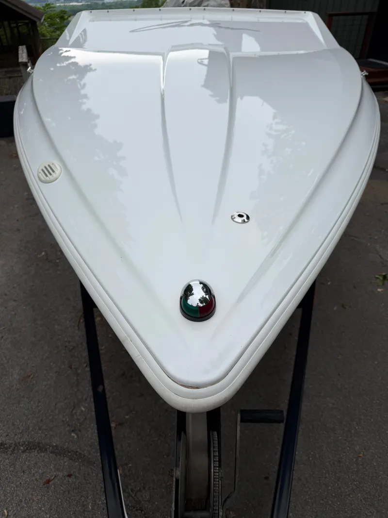 Slide: The Image of 2003 Baja 20 Outlaw boat, front view on trailer. - 5