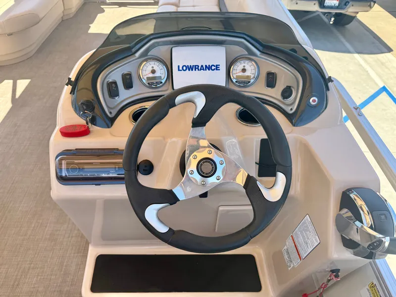 Slide: The Image of 2017 Sun Tracker PARTY BARGE 24 DLX XP3 helm console. - 14