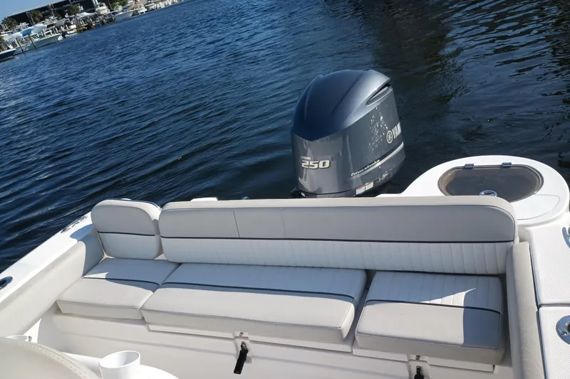 Slide: The Image of 2020 Sea Fox 249 Avenger boat with Yamaha 250 engine on calm water. - 25