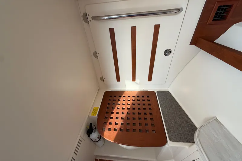 Slide: The Image of Built-in microwave on 2018 Grady-White Freedom 335 boat, sleek and modern design. - 47