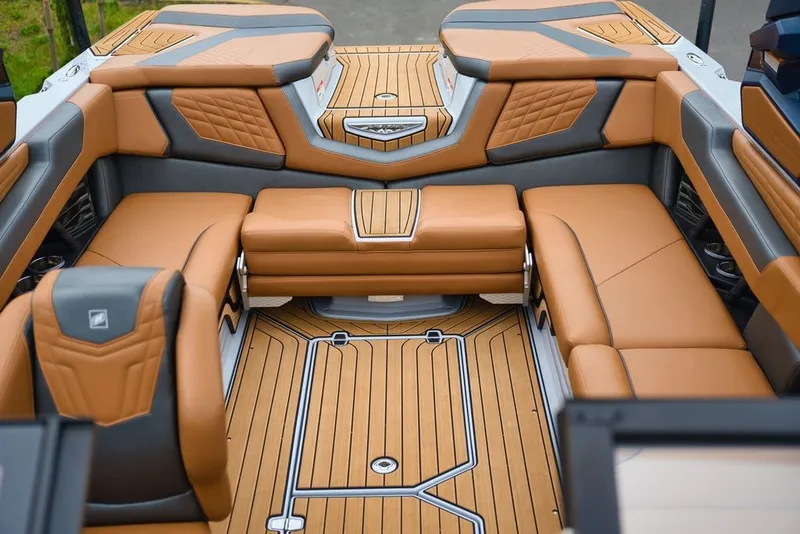 Slide: The Image of Interior of 2022 Nautique Super Air Nautique G23 with luxurious upholstery. - 19
