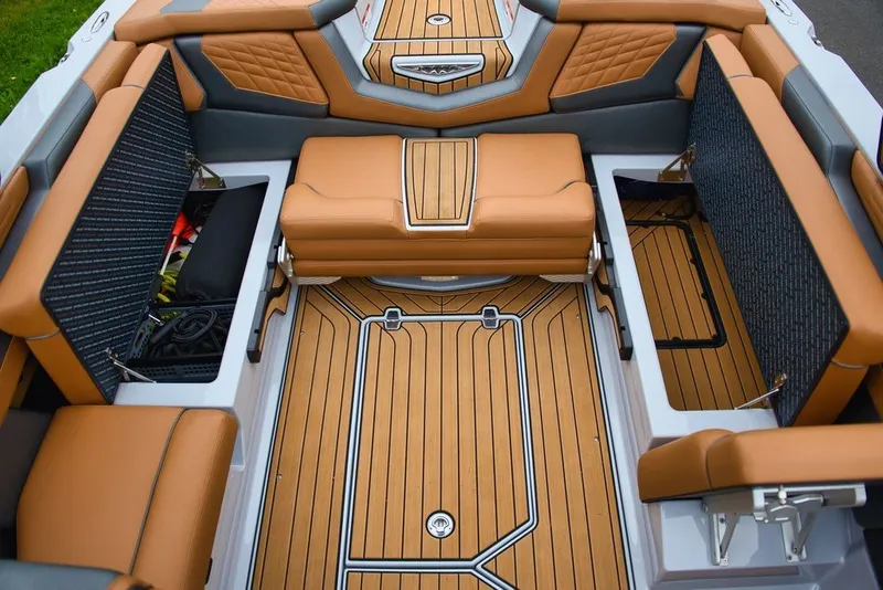 Slide: The Image of Interior of 2022 Nautique Super Air Nautique G23 with luxurious upholstery. - 20
