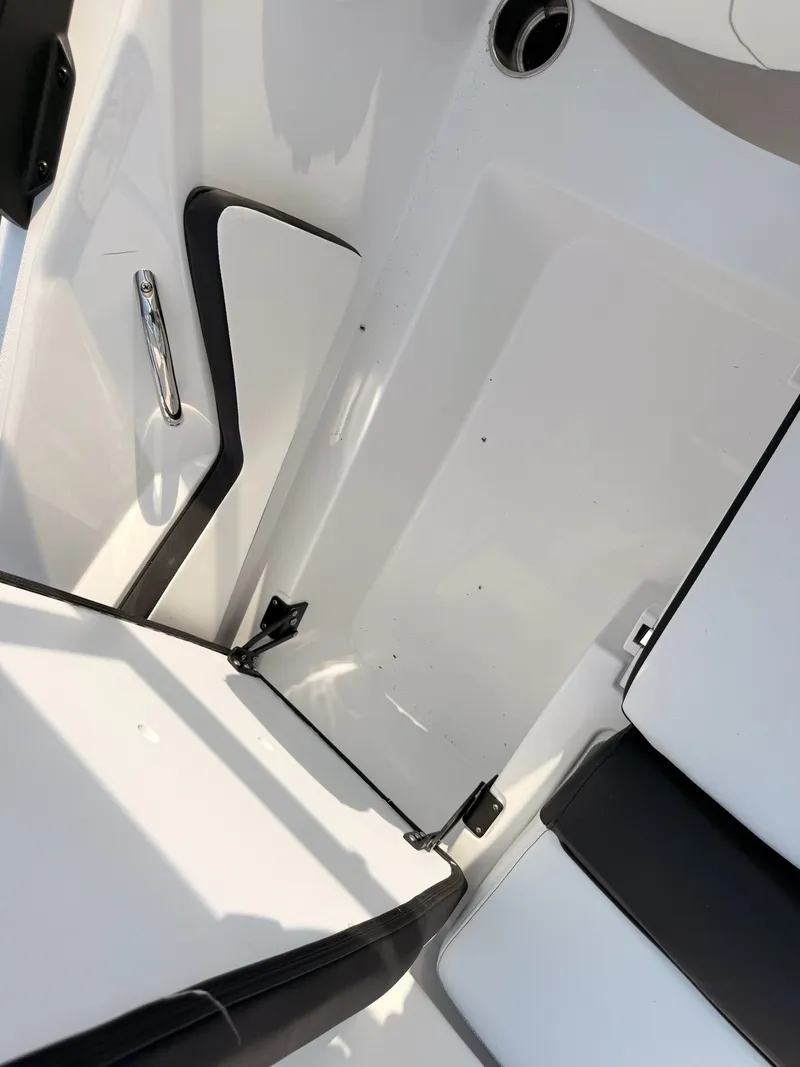 Slide: The Image of Interior of 2026 Stingray 20 SBX with white and black accents. - 30