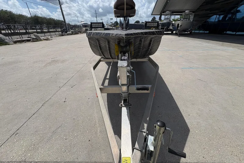 Slide: The Image of 2022 Edge Duck Boats HPSD 1656DB on trailer, parked outdoors under cloudy sky. - 8